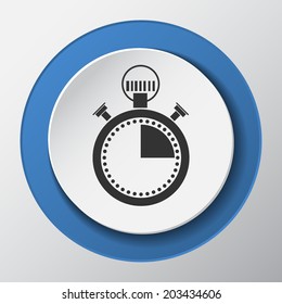 stopwatch paper icon with shadow. Vector illustrations.