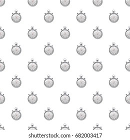 Stopwatch pattern seamless repeat in cartoon style vector illustration
