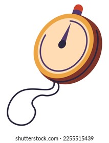 Stopwatch for physical education lessons and classes, training and working out. Isolated instrument showing time and seconds, schedule for students. Special watch with buttons. Vector in flat style