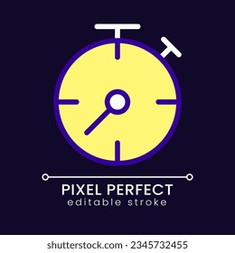Stopwatch pixel perfect RGB color icon for dark theme. Business process deadline. Countdown. Sport competition. Simple filled line drawing on night mode background. Editable stroke. Poppins font used
