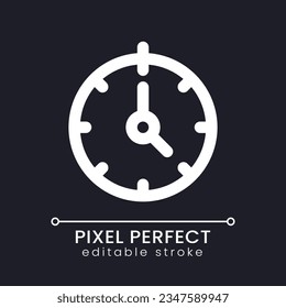 Stopwatch pixel perfect white linear ui icon for dark theme. Time management skills. Vector line pictogram. Isolated user interface symbol for night mode. Editable stroke. Poppins font used