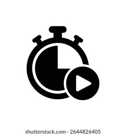 Stopwatch with play icon representing time tracking and action