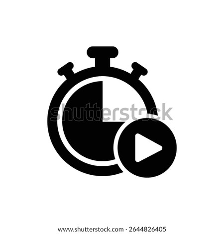 Stopwatch with play icon representing time tracking and action