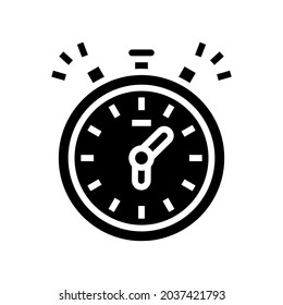 stopwatch playing time counting glyph icon vector. stopwatch playing time counting sign. isolated contour symbol black illustration