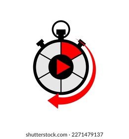stopwatch red arrow icon. Old watch. Time clock. Vector illustration.