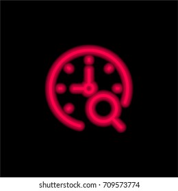 Stopwatch red glowing neon ui ux icon. Glowing sign logo vector