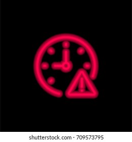Stopwatch red glowing neon ui ux icon. Glowing sign logo vector