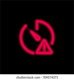 Stopwatch red glowing neon ui ux icon. Glowing sign logo vector
