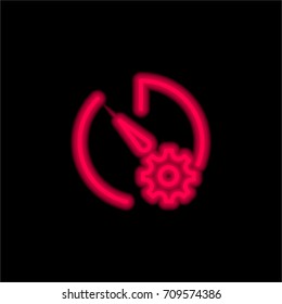 Stopwatch red glowing neon ui ux icon. Glowing sign logo vector