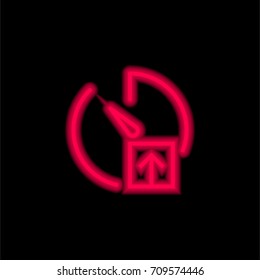 Stopwatch red glowing neon ui ux icon. Glowing sign logo vector