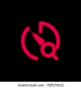 Stopwatch red glowing neon ui ux icon. Glowing sign logo vector