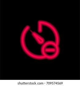 Stopwatch red glowing neon ui ux icon. Glowing sign logo vector