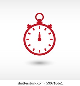 Stopwatch - red vector  icon with shadow