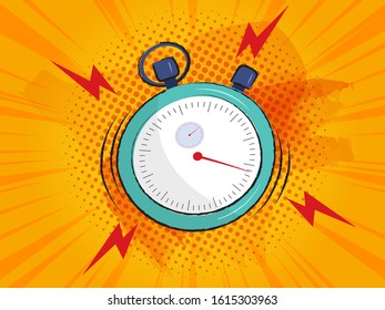 stopwatch ringing alarm comic background vector illustration