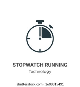 Stopwatch running glyph icon vector on white background. Flat vector stopwatch running icon symbol sign from modern technology collection for mobile concept and web apps design.