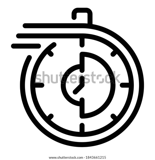 Stopwatch running icon.\
Outline stopwatch running vector icon for web design isolated on\
white background