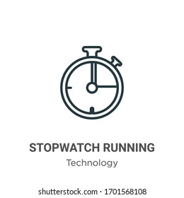Stoppen Sie die Uhr mit dem Symbol für die Vektorillustration. Dünne, schwarze Stoppuhr, Laufsymbol, einfache flache Vektorillustration-Elementgrafik aus bearbeitbarem Technologiekonzept einzeln auf weißem Hintergrund