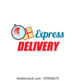 Stopwatch and sending illustration. Express Delivery logo.