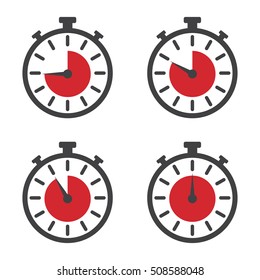 Stopwatch set in a flat design on a white background