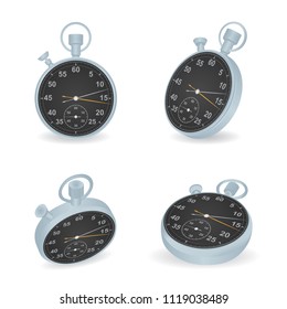 Stopwatch. Set of stopwatches illustrations isolated on white background.
Realistic timers vector set.