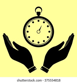 Stopwatch sign. Flat style icon vector illustration.
