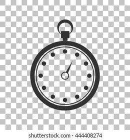 Stopwatch sign illustration. Dark gray icon on transparent background.