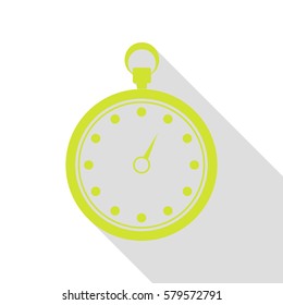 Stopwatch sign illustration. Pear icon with flat style shadow path.