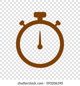 Stopwatch sign illustration. Vector. Brown icon on transparent background.