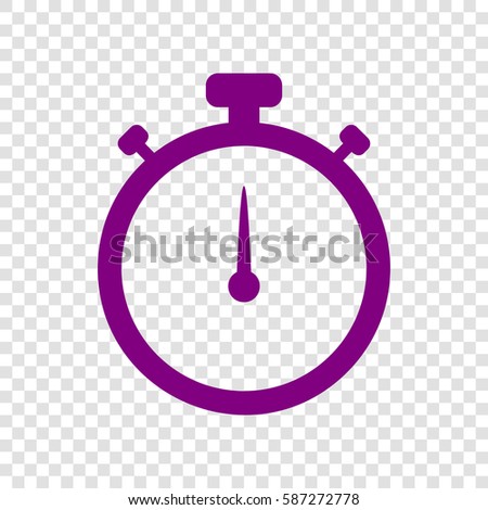 Stopwatch sign illustration. Vector. Purple icon on transparent background.