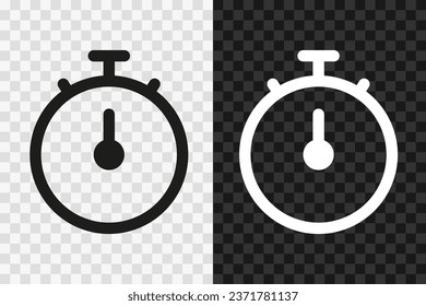 Stopwatch silhouette icon, vector glyph sign. Stopwatch symbol isolated on dark and light transparent backgrounds.