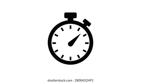 Stopwatch Silhouette On White Background Minimalist Timekeeping Device