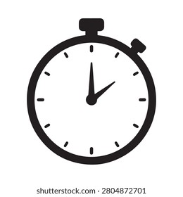 Stopwatch Silhouette On White Background Minimalist Timekeeping Device