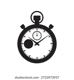 Diseño de ilustración plana de Vector de silueta de cronómetro sobre fondo blanco