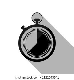 stopwatch. simple icon. Black object with long shadow on white background