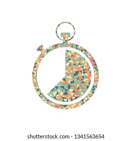 stopwatch. simple icon. Colored mosaic with polygons