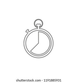 stopwatch. simple icon. Dotted outline silhouette with shadow on white background