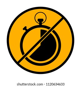 stopwatch. simple icon. not allowed, black object in warning sign with orange background color
