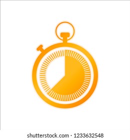 stopwatch. simple icon. Orange sign with low light on white background