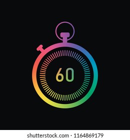 stopwatch. simple icon. Rainbow color and dark background