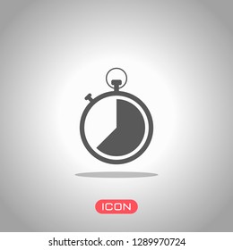 stopwatch. simple icon. Icon under spotlight. Gray background