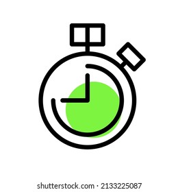 Stopwatch simple line art icon. Pixel perfect, editable stroke, color