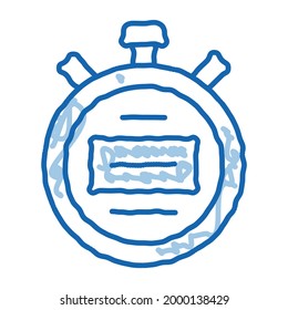 Stopwatch sketch icon vector. Hand drawn blue doodle line art Stopwatch sign. isolated symbol illustration