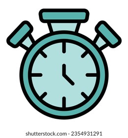 Stopwatch skill level icon outline vector. Goal career. Success learn color flat