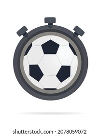 Stopwatch with soccer ball. vector