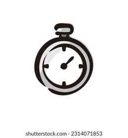 Stopwatch - Soccer icon (Hand-drawn line, colored version)