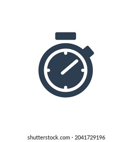 stopwatch solid flat icon. Vector glyph illustration. Black pictogram isolated on white background