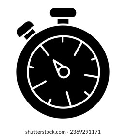 Stopwatch solid icon. Timer illustration isolated on white. Sport watch chronometer glyph style design, designed for web and app. Eps 10