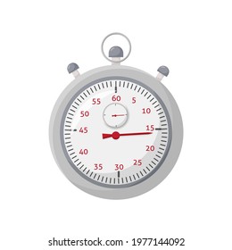 Stopwatch, special watch to start, stop measure. Sport and competition equipment. Vector stopwatch illustration on white