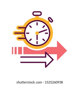 Stopwatch speed color line icon. Time management concept. Sign for web page, mobile app, button, logo. Vector isolated element. Editable stroke.