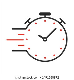 Stopwatch con líneas de velocidad que indican que el tiempo pasa o que se acerca rápidamente el plazo